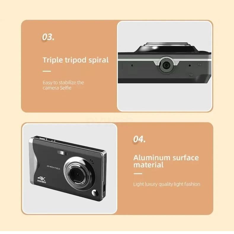 3.0-inch Autofocus 4k Hd Digital Camera with Hd Screen - White