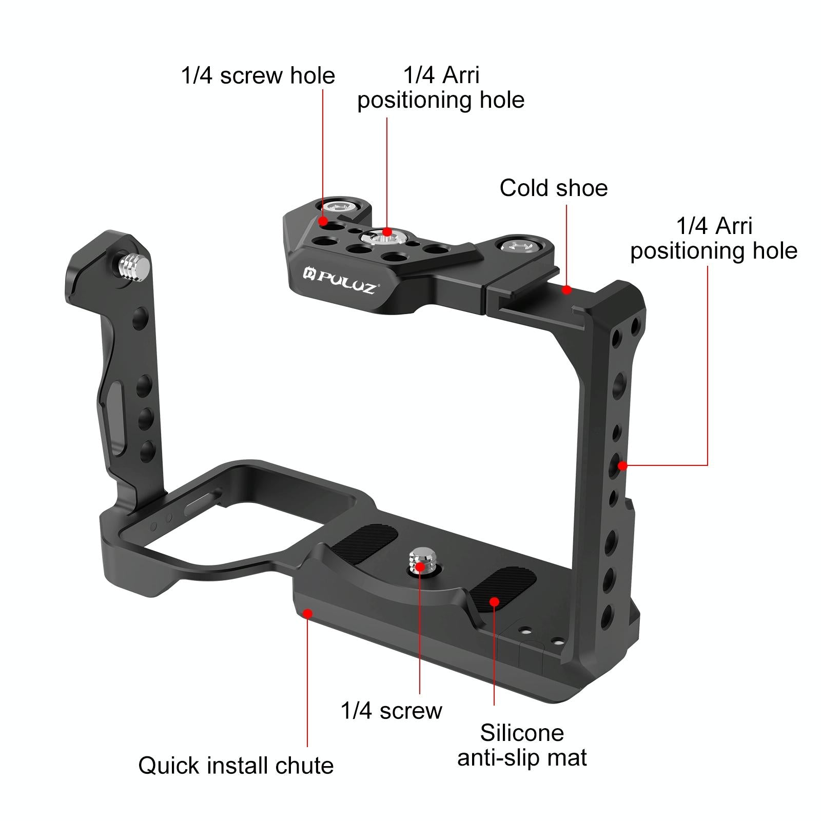 Camera Cage With Nota Slider - Metal Stabilizer Rig Black for Sony Ilme-Fx30 / Fx3