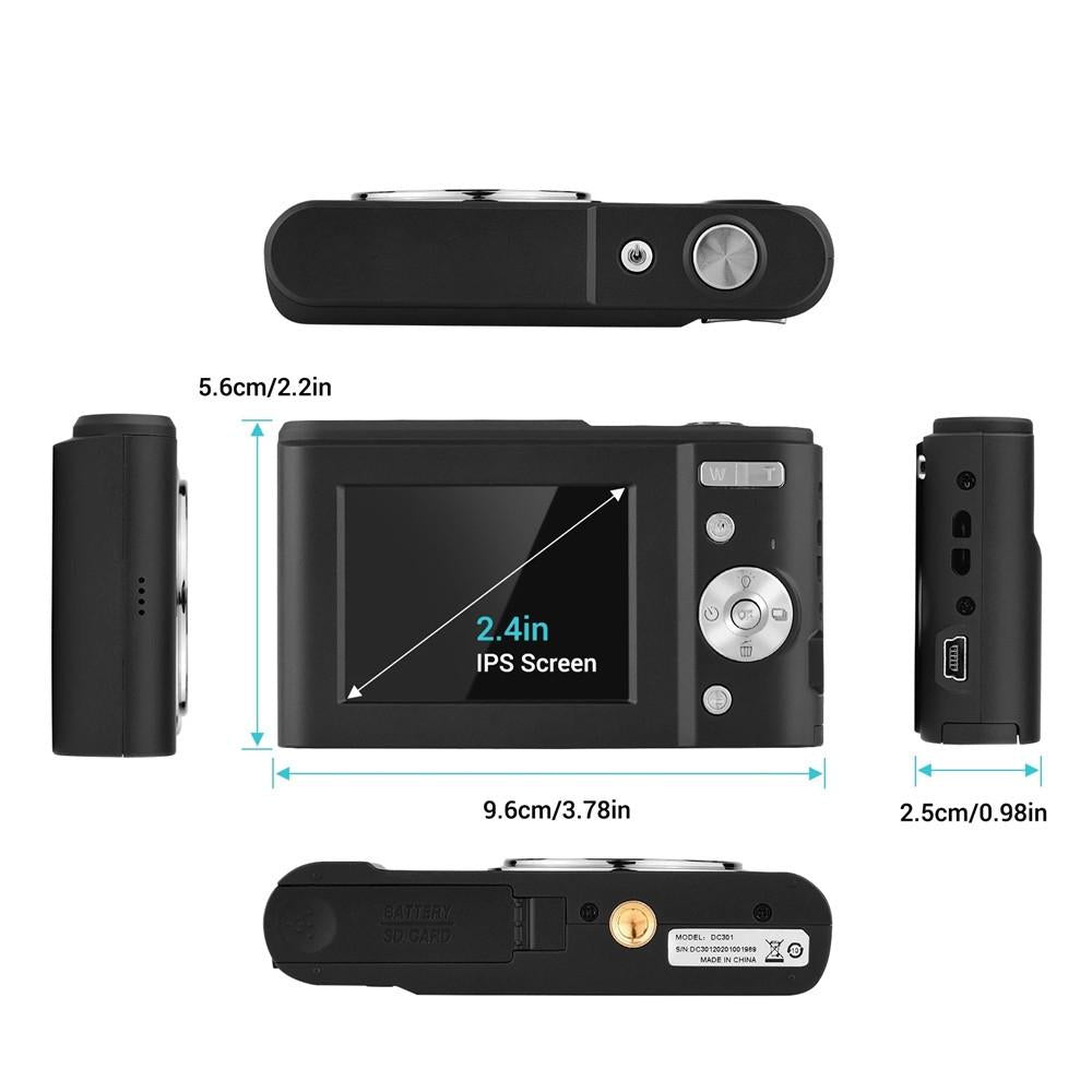 36mp 2.7k Full Hd Digital Camera with 16x Zoom for Children - 2.4 Inch Screen - Black