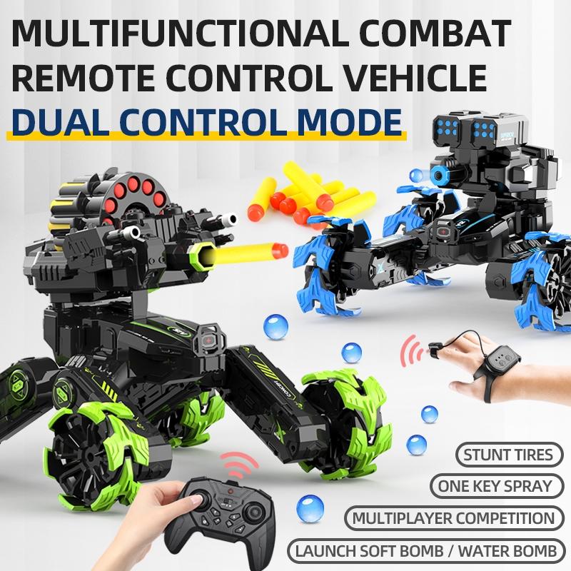 Remote Control Water Bomb Car - Four-wheel Battle Blooming Tire Spray - Green