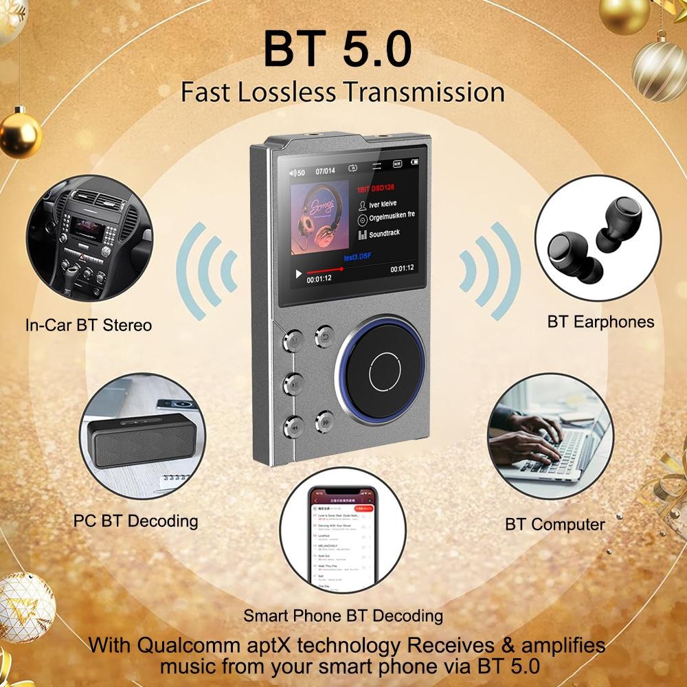 2.4 Inch Hifi Bluetooth Music Player Dsd256 Mastering Sound Quality 16Gb+16Gb Memory - Black - 16Gb+8Gb