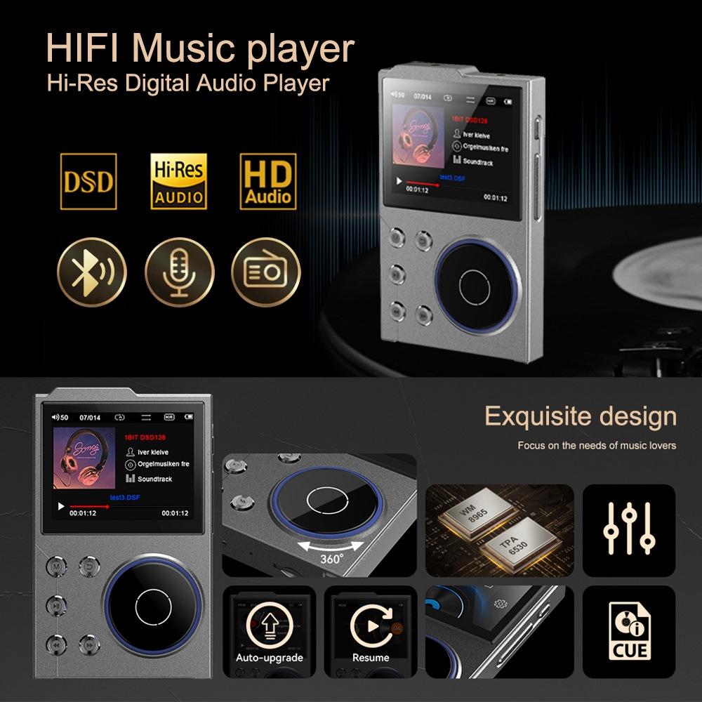 2.4 Inch Hifi Bluetooth Music Player Dsd256 Mastering Sound Quality 16Gb+16Gb Memory - Black - 16Gb+8Gb