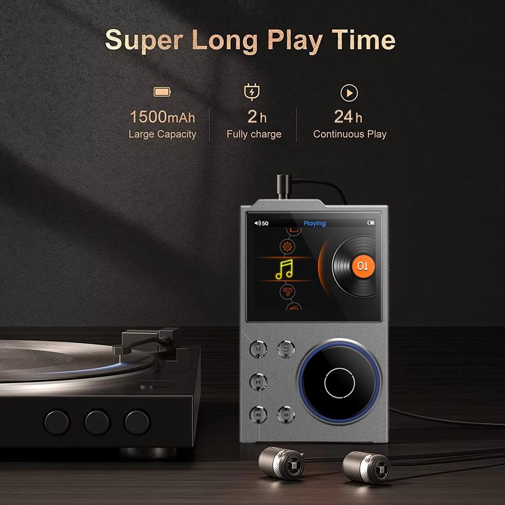 2.4 Inch Hifi Bluetooth Music Player Dsd256 Mastering Sound Quality 16Gb+16Gb Memory - Black - 16Gb+8Gb