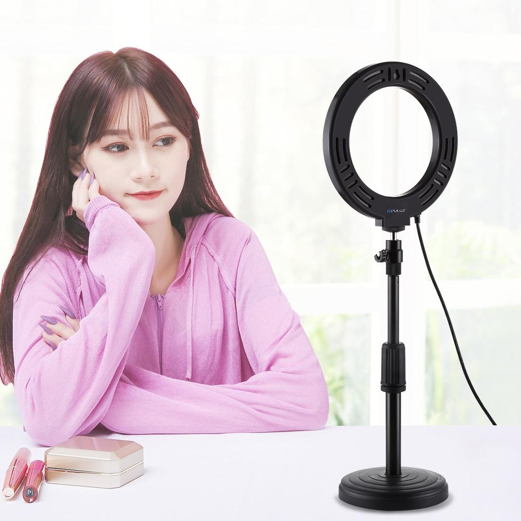 10 Mode Usb Led Ring Light with Tripod and Ball Head - 6.2 Inch Diameter - Black