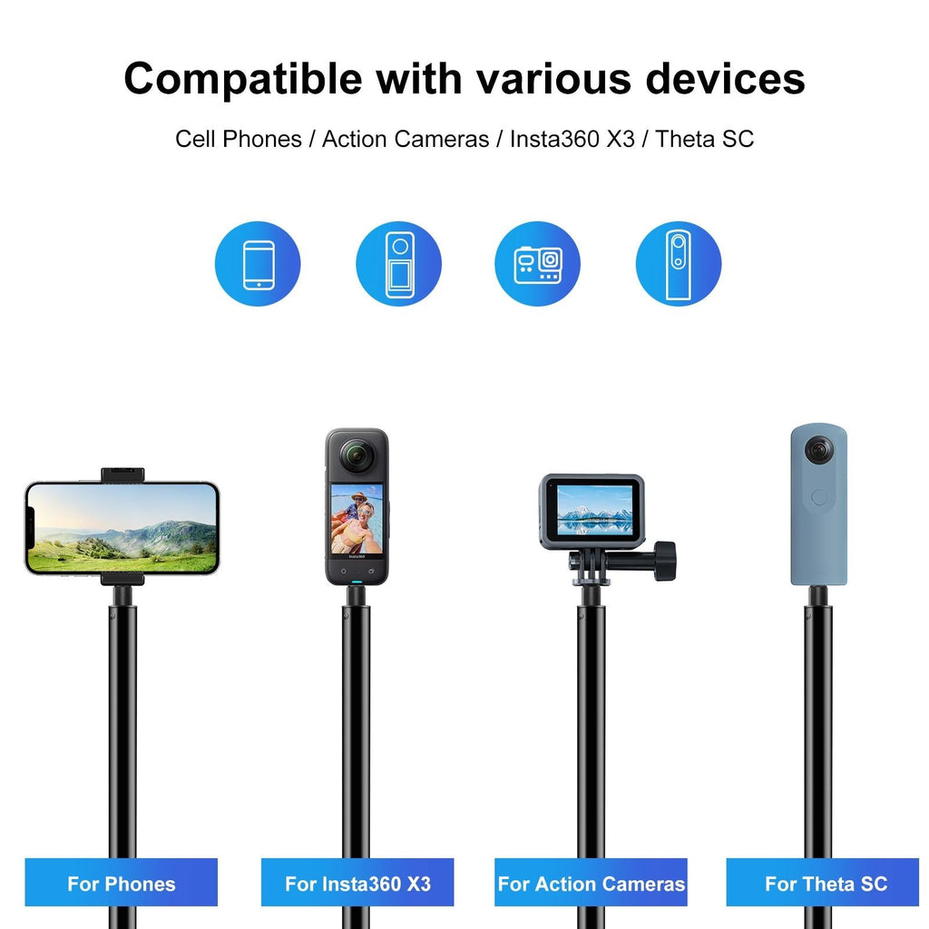 3m Metal Selfie Stick for Insta360 one Rs X2-x4