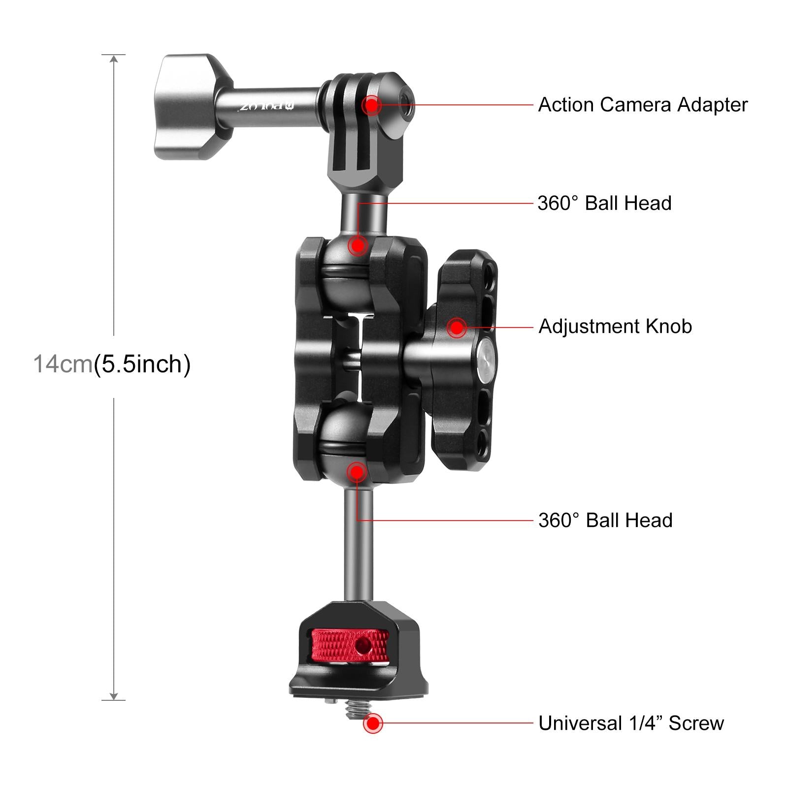 Versatile Aluminum Magic Arm Mount - Black