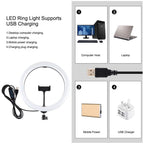 11.8 Led Ring Light Kit with Tripod & Dual Phone Bracket - 3 Modes Dual Colour Temperature Usb Live Broadcast - Black