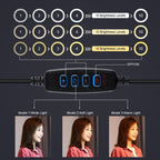 11.8 Led Ring Light Kit with Tripod & Dual Phone Bracket - 3 Modes Dual Colour Temperature Usb Live Broadcast - Black