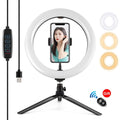 10.2 Led Ring Light with Tripod and Phone Clamp - 3 Modes Dual Colour Temperature Dimmable - Black
