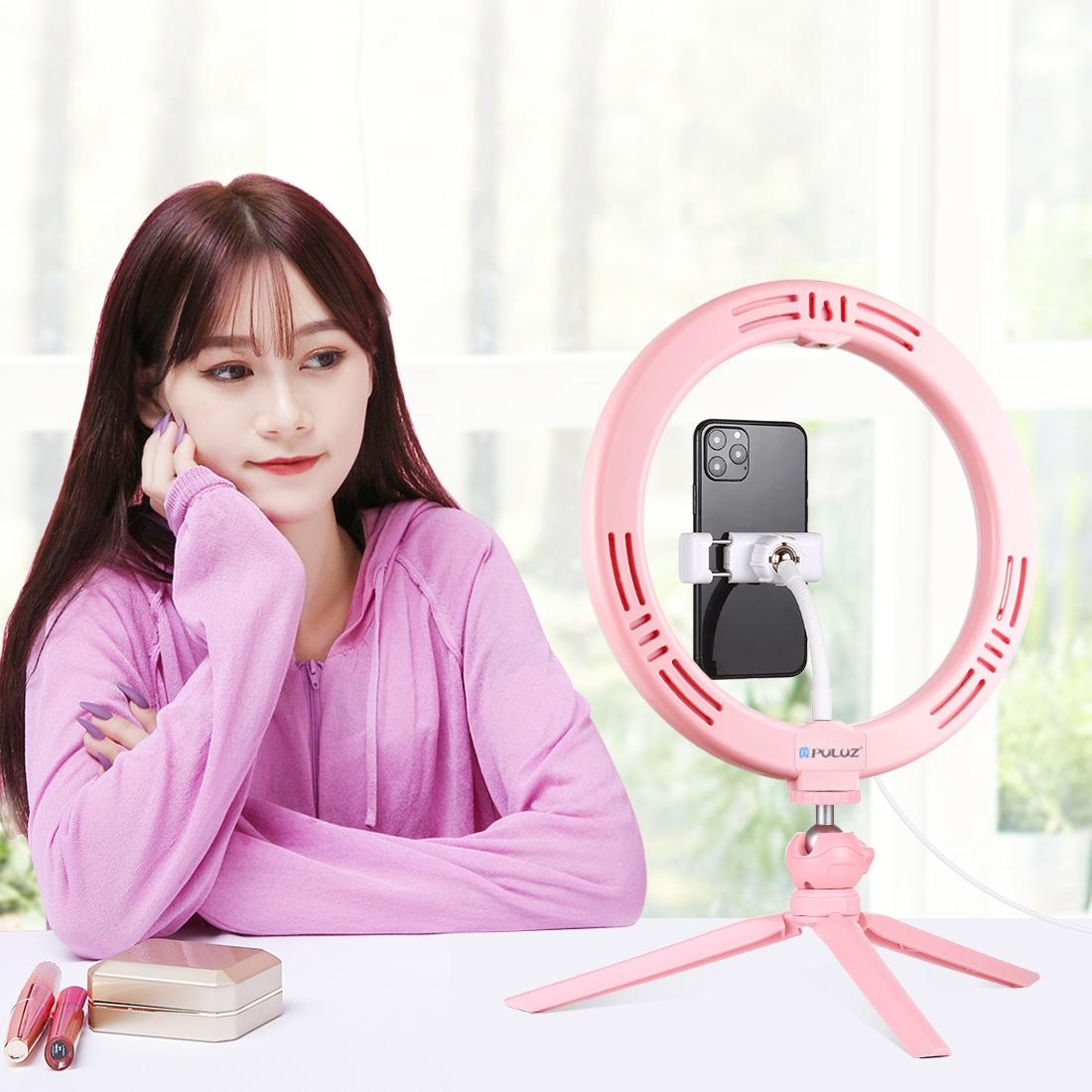 10.2 Led Ring Light with Tripod and Phone Clamp - 3 Modes Dual Colour Temperature Dimmable - Black