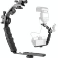 Aluminum L-Shaped Flash Bracket Camera Holder - Black