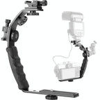 Aluminum L-Shaped Flash Bracket Camera Holder - Black