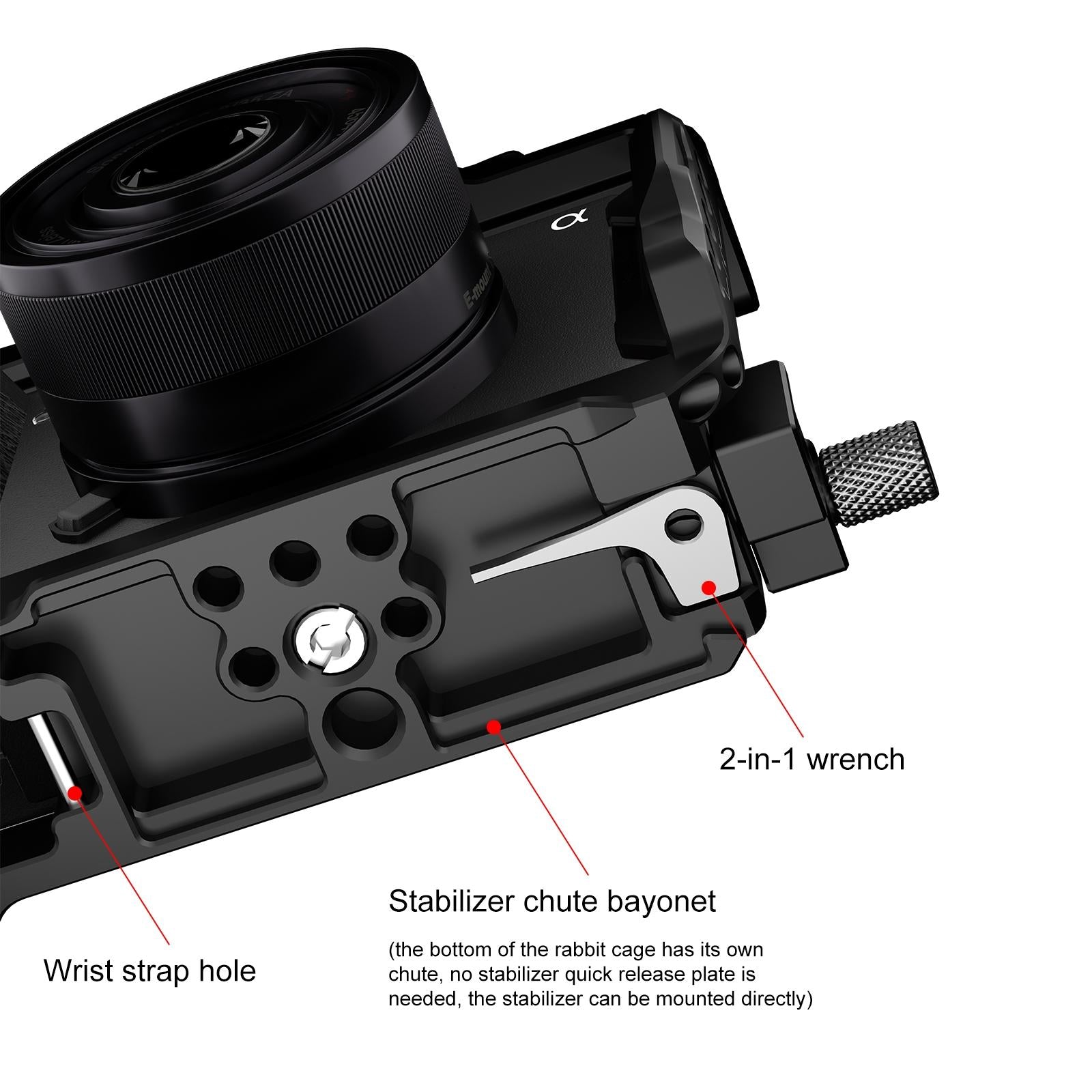 Metal Camera Cage Stabilizer For Sony A6700 - Black