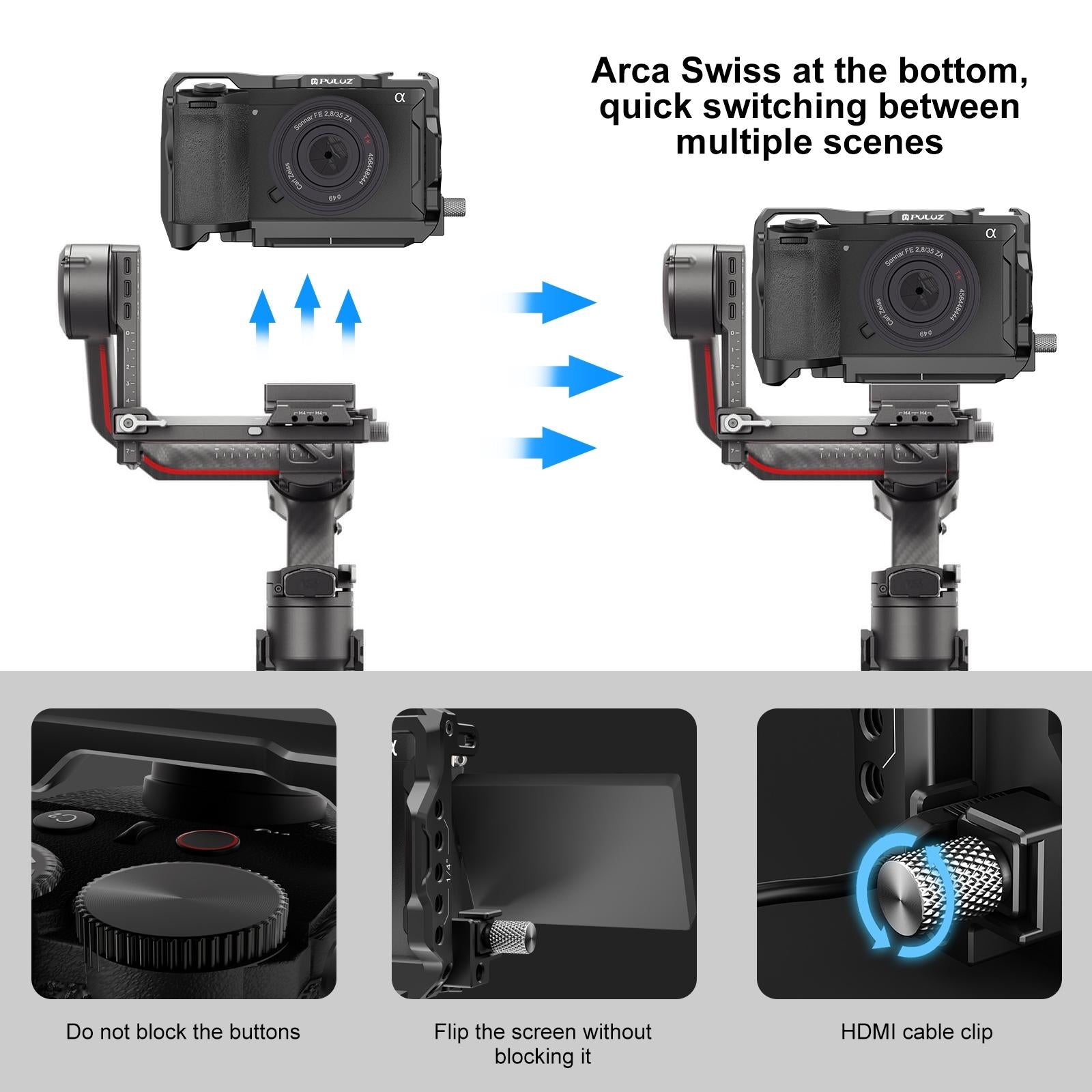 Metal Camera Cage Stabilizer For Sony A6700 - Black