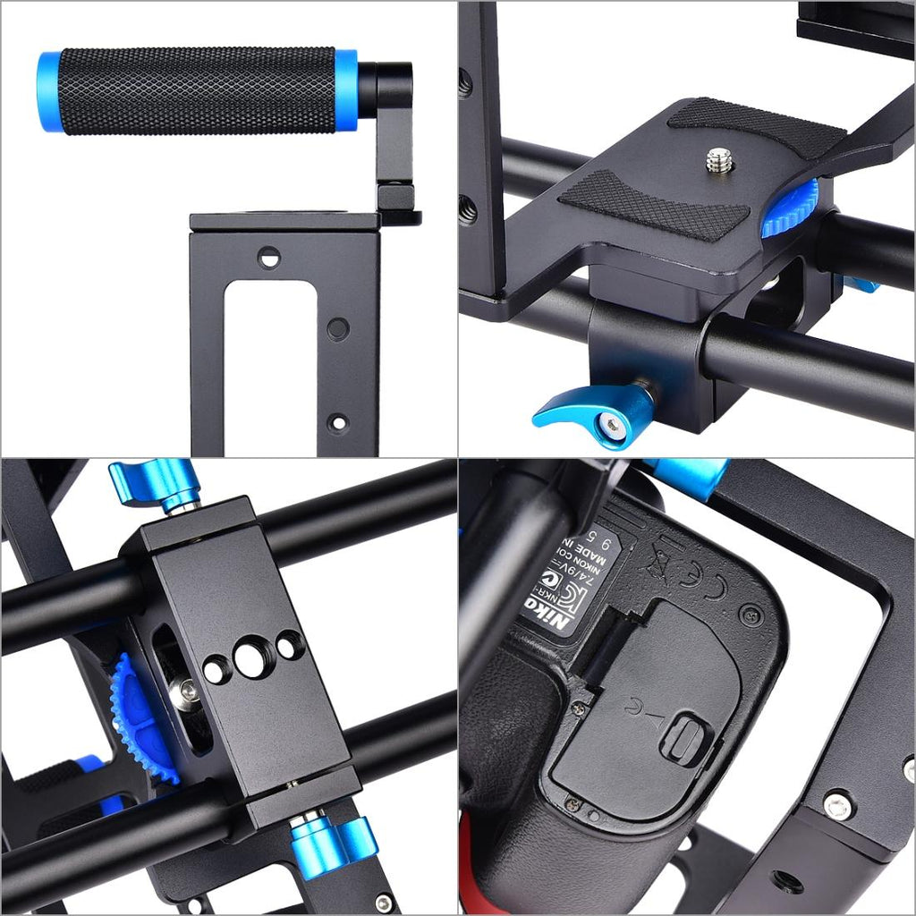 Protective Dslr Camera Cage With Stabilizer And Top Handle - Black