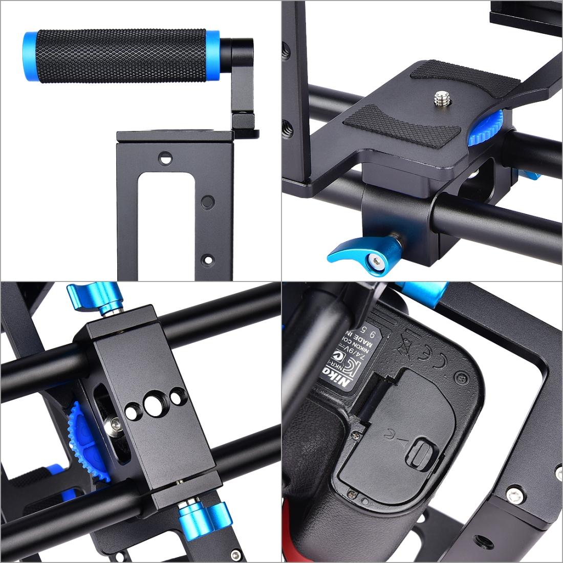 Protective Dslr Camera Cage With Stabilizer And Top Handle - Black