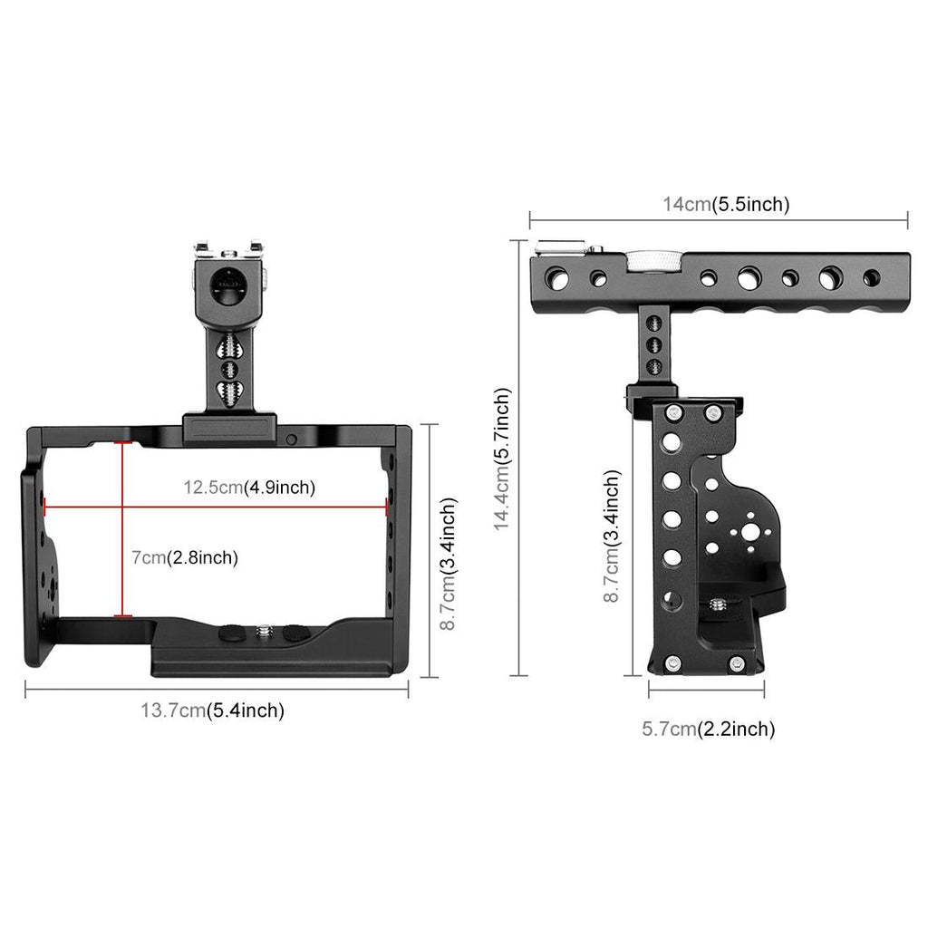 Video Camera Cage Stabilizer With Handle - Black for Sony A6600