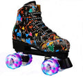 Double Row Four-wheel Roller Skating Shoes for Adult Children - Size 37 - Flash Wheel Black