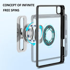 Universal Rotatable Magnetic Keyboard Case For Ipad 10.5 / 10.2 - Suspended Slide Rail Protection - White - For Ipad 12.9 Inch
