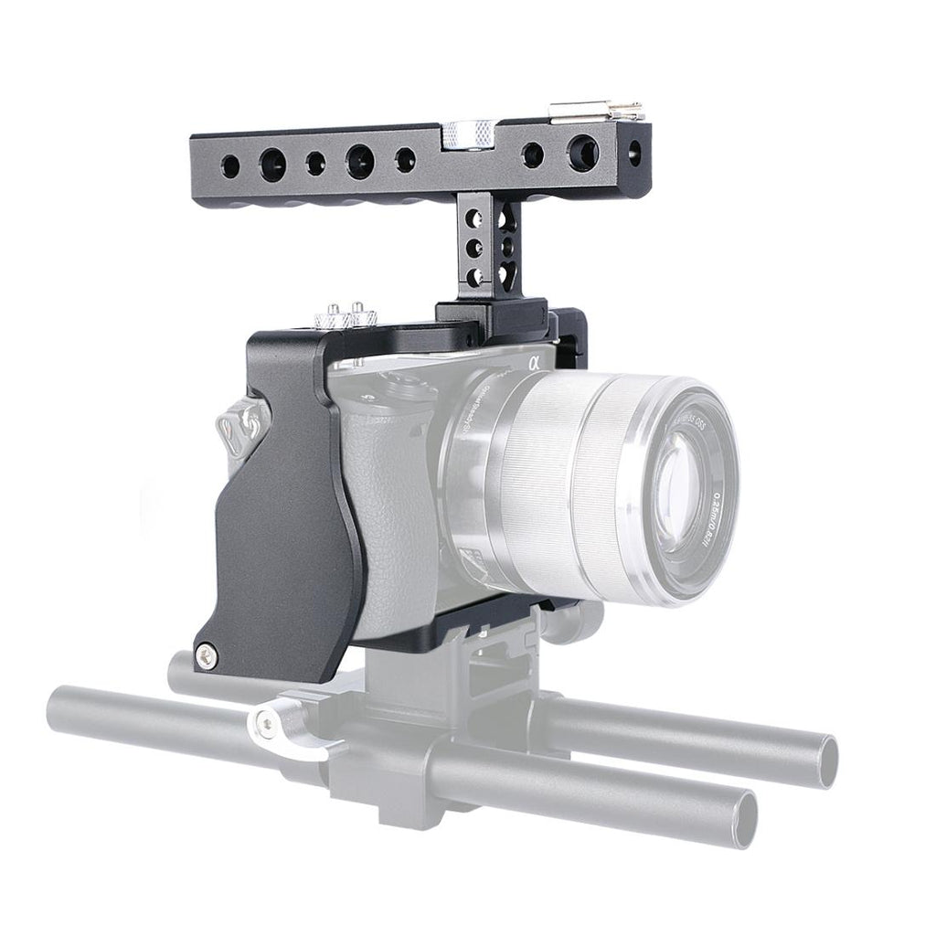 Camera Cage Stabilizer With Handle - Black for For Sony A6000 / A6300 / A6500 / A6400