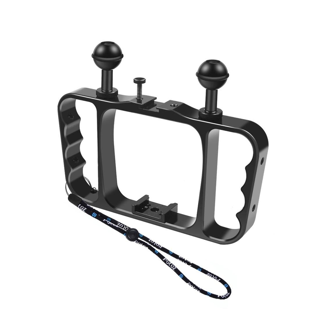 Aluminum Dual Handheld Diving Light Arm Mount for Action Cameras - Black