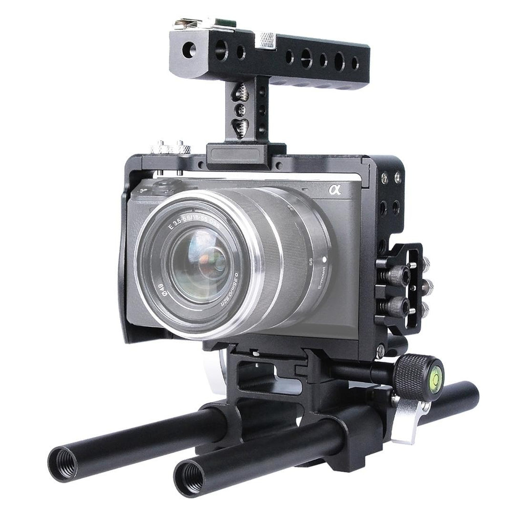 Camera Cage Stabilizer With Handle - Black For Sony A6000 / A6300 / A6400 / A6500
