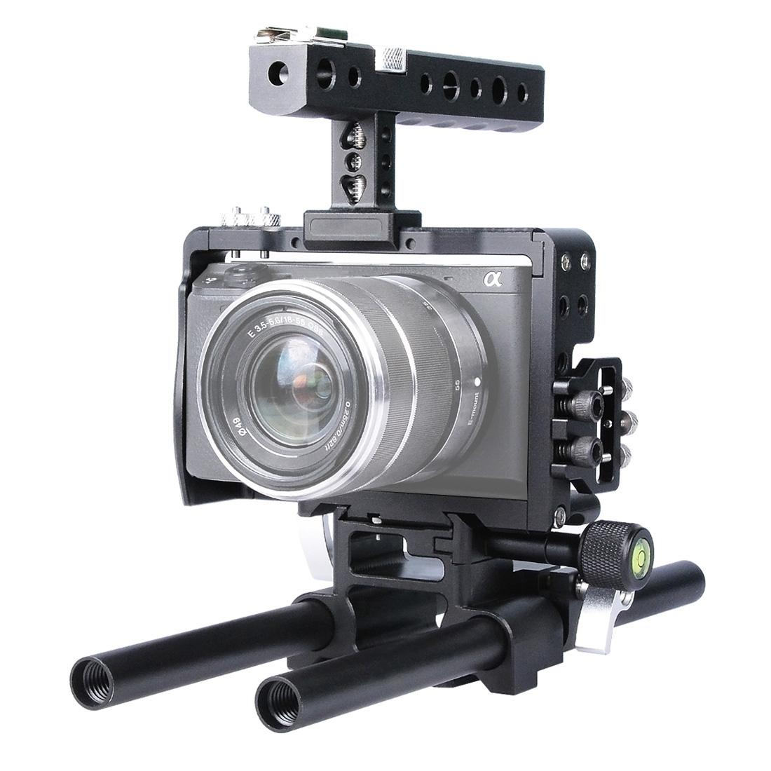 Camera Cage Stabilizer With Handle - Black For Sony A6000 / A6300 / A6400 / A6500