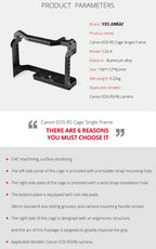 Video Camera Cage Stabilizer For Canon Eos R5 / R6 / R - Black