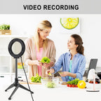 12cm Ring Light & Desktop Tripod Selfie Stick Mount with Usb Led Ring Selfie Beauty Vlogging Photography Video Lights Kit in Black