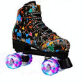 Double Row Roller Skates for Adults - Size 38 Graffiti Design - Flash Wheel Black