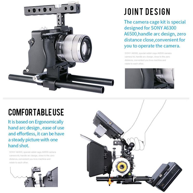 Camera Stabilizer Cage - Black for Sony A6000 / A6300 / A6500 / A6400