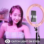 10.2 Curved Led Ring Light with Tripod & Remote for Vlogging & Photography - Black