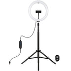 10.2 26cm Ring Light Kit with Tripod Usb 3 Modes Dual Colour Phone Clamp Remote - Black