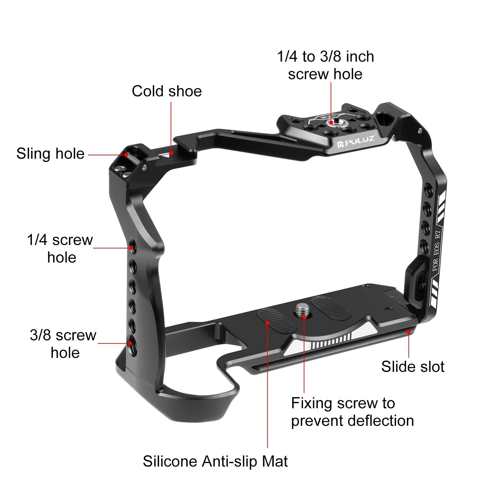 Metal Camera Cage For Canon Eos R7 Stabilizer Rig - Black