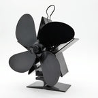 Efficient 4-blade Heat-powered Stove Fan - Aluminum - Black