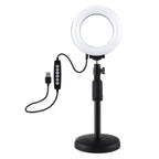 Curved Surface Ring Light with Usb 10 Modes 8 Colour Rgbw Cold Shoe Tripod Black