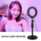 Curved Surface Ring Light with Usb 10 Modes 8 Colour Rgbw Cold Shoe Tripod Black