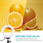 Curved Surface Ring Light with Usb 10 Modes 8 Colour Rgbw Cold Shoe Tripod Black