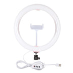 26cm Usb 3 Modes Dimmable Led Ring Light with Phone Clamp - Black