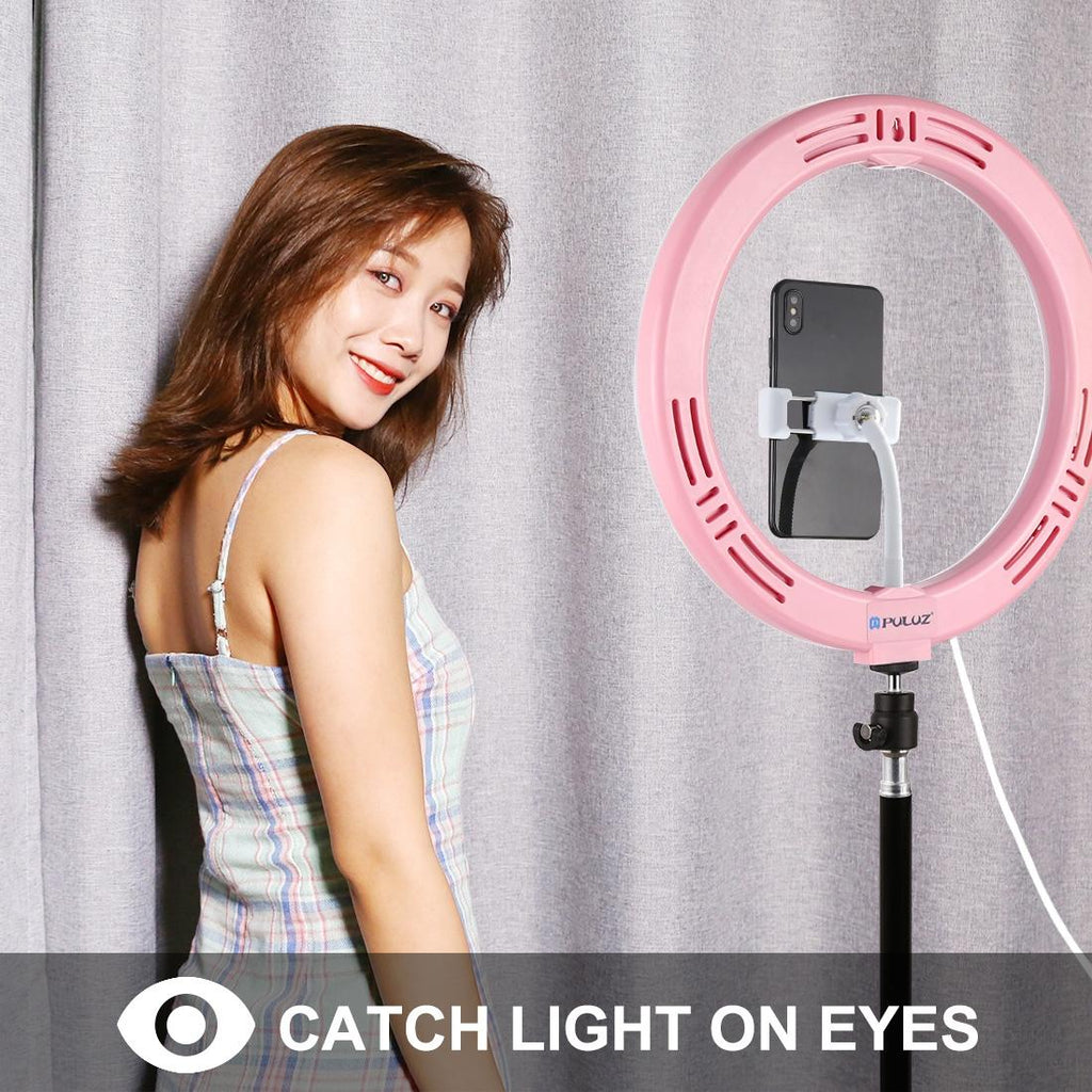 26cm Usb 3 Modes Dimmable Led Ring Light with Phone Clamp - Black