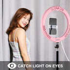 26cm Usb 3 Modes Dimmable Led Ring Light with Phone Clamp - Black