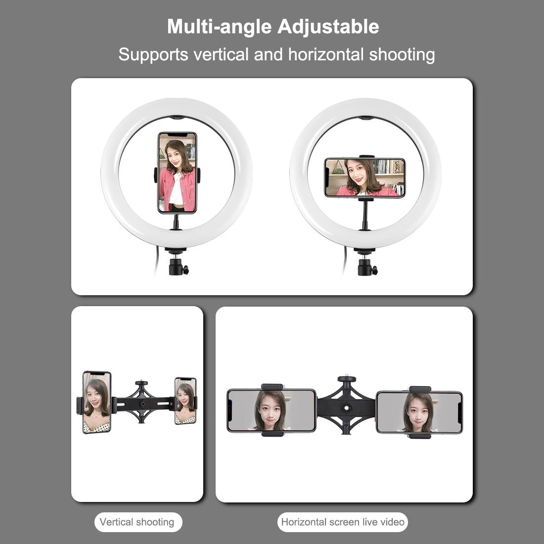 10.2 Dual Phone Tripod with Usb Ring Light & Remote