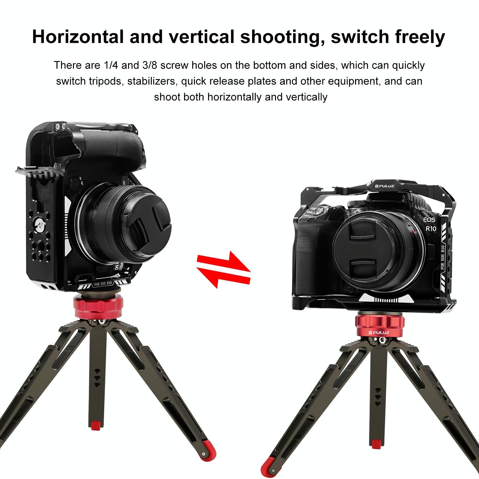 Metal Camera Cage For Canon Eos R10 Stabilizer Rig - Black