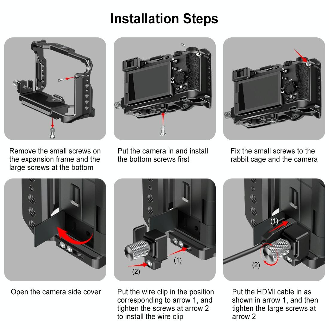 Metal Camera Cage Stabilizer - Black for Sony A7Cm2 / 7C Ii / 7Cr
