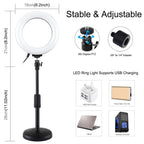 Usb 10 Modes 8 Colour Led Ring Light with Tripod Mount - 6.2 Inch Diameter