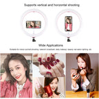 30cm Usb Dual Colour Led Ring Light with Phone Clamp - Black