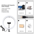 11.8 Rgbw Led Ring Light Kit with Mount Dual Phone Brackets and Remote Control