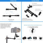 Adjustable Magic Arm With Phone Clamp & Large Claws - 11 Inch Black