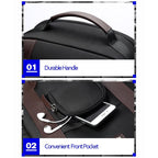 Waterproof Anti-Theft Outdoor Shoulder Bag With Usb Port - Large Capacity - Black
