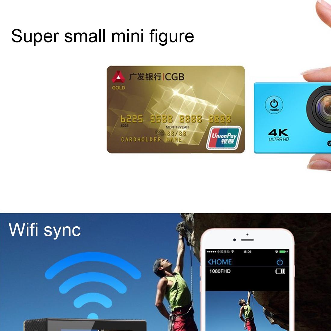 170 Degree Wide Angle Wifi Action Camera with Waterproof Case - Supports 64gb Micro Sd - Black